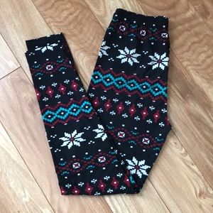 Black snowflake fair isle leggings